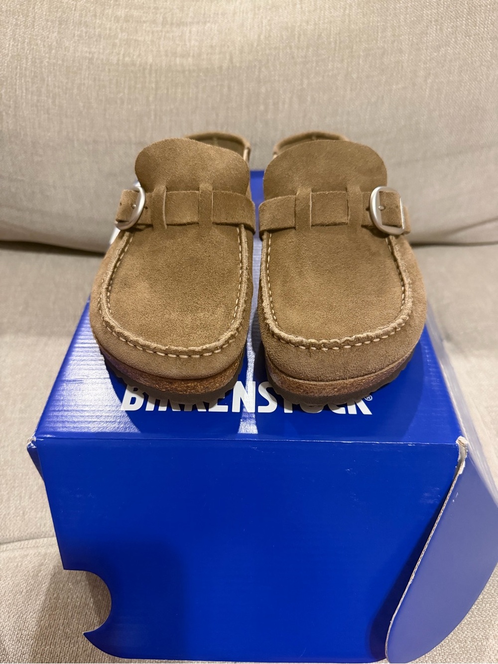 Birkenstock Buckley Suede Buckle Clog - gray taupe -39N